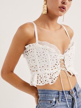 For Love And Lemons Sadie Corset Top - White Eyelet